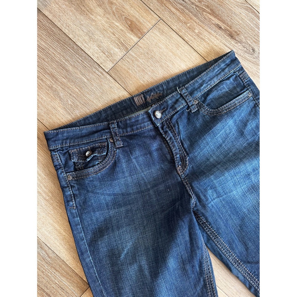 Kut from the Kloth Women Dark Wash Bootcut Jeans Flap Pocket Rhinestone Size 16